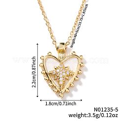 Shiny Heart Star Brass Clear Cubic Zirconia Pendant Necklaces&nbsp;RQ9557-3