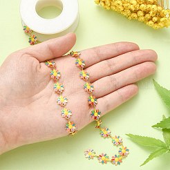 Enamel Daisy Flower Link Chains&nbsp;CHS-CJ0001-33