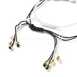 2Pcs 2 Style Flat Round with Letters Braided Bead Bracelets Set for Women&nbsp;BJEW-JB07571