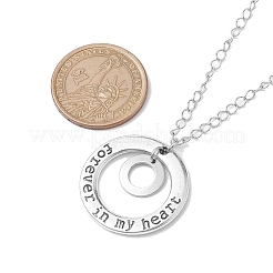 201 Stainless Steel and Alloy Round with Word Forest In My Heart Pendant Necklace&nbsp;NJEW-JN04697-01