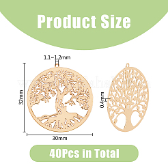 40Pcs 4 Styles Rack Plating Brass Filigree Pendants&nbsp;KK-DC0003-06