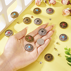 12Pcs 6 Colors Zinc Alloy & Synthetic Turquoise Buttons&nbsp;BUTT-TA0001-18