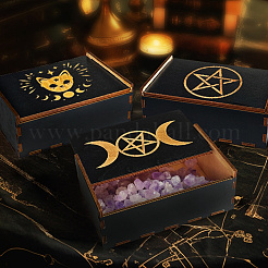 Rectangle Engraved Plywood Wooden Tarot Storage Boxes with Sliding Lid&nbsp;CON-WH20008-10B