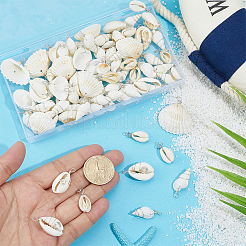 90Pcs 6 Styles Natural Mixed Shell Pendants&nbsp;PALLOY-BM00007