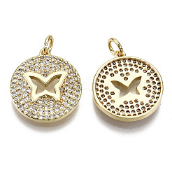Brass Micro Pave Clear Cubic Zirconia Pendants&nbsp;ZIRC-S067-100-NF