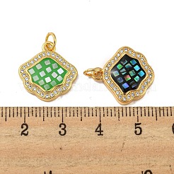 Shell Shape Brass Micro Pave Cubic Zirconia Pendants&nbsp;KK-K356-12G