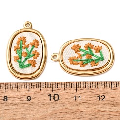 304 Stainless Steel & Cloth Embroidered Pendants&nbsp;FB-CBAFBAF-05G