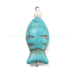 4Pcs 4 Styles Dyed Synthetic Turquoise Starfish & Fish Connector Charms&nbsp;PALLOY-JF02955