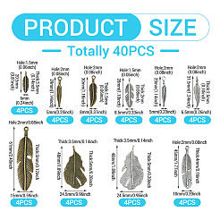 40Pcs 10 Styles Tibetan Style Alloy Pendants&nbsp;TIBEP-TA0001-44