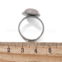 Half Round Natural Rose Quartz Finger Rings&nbsp;RJEW-M062-01P-17
