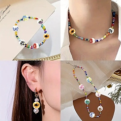 50Pcs 10 Colors Floral Printed Porcelain Beads&nbsp;PORC-YW0001-57