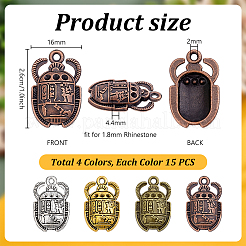 60Pcs 4 Colors Tibetan Style Alloy Pendant Rhinestone Settings&nbsp;FIND-PH0060-27