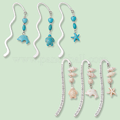 6Pcs 6 Styles Zinc Alloy Wavy Bookmarks&nbsp;AJEW-CP0009-16