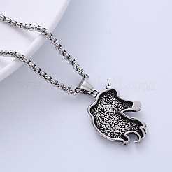 Vintage Punk Style 304 Stainless Steel Unicorn Head Pendant Necklaces for Unisex&nbsp;RN4370
