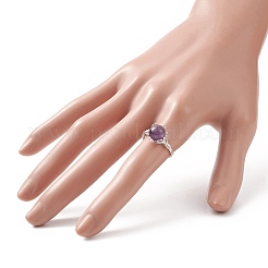 Natural Amethyst Braided Bead Finger Ring&nbsp;RJEW-TA00066-03