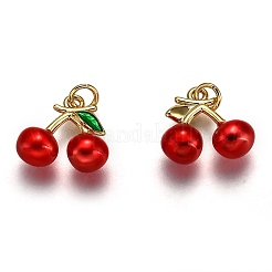 Brass Enamel Charms&nbsp;KK-B026-13G-01