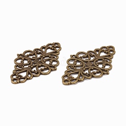 Tibetan Style Alloy Rhombus Filigree Joiners Links&nbsp;X-TIBE-5377-AB-FF