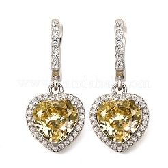 925 Sterling Silver Micro Pave Cubic Zirconia Dangle Hoop Earrings&nbsp;EJEW-F371-01C-02