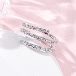 Brass Micro Pave Clear Cubic Zirconia Open Cuff Rings for Women&nbsp;RJEW-S624-04P