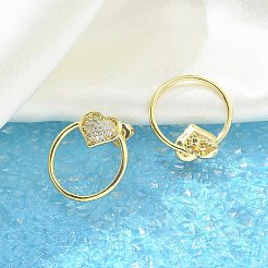 Brass Micro Pave Clear Cubic Zirconia Stud Earrings&nbsp;EJEW-C122-06G