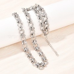 8MM 304 Stainless Steel Twisted Ring Link Chain Necklaces&nbsp;NJEW-Z105-04P-04