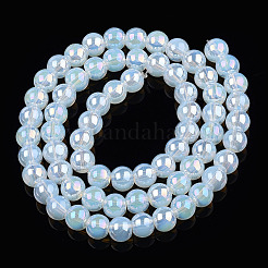 Electroplate Imitation Jade Glass Beads Strands&nbsp;GLAA-T032-J6mm-AB02