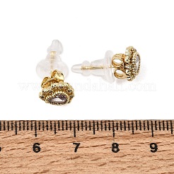 Brass Micro Pave Cubic Zirconia Stud Earrings&nbsp;CU-CBA2AB4-01G