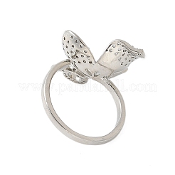Flower Brass Micro Pave Cubic Zirconia Cuff Ring Settings&nbsp;KK-K297-08P