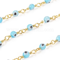 Handmade Evil Eye Lampwork Round Beaded Chains&nbsp;CHC-G009-A-G01