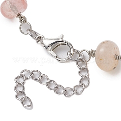 Faceted Rondelle Natural Topaz Jade & Natural Flower Amazonite & Cherry Quartz Glass Link Chain Bracelets&nbsp;BJEW-JB10832