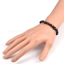 Chips Natural Garnet Beaded Stretch Bracelets&nbsp;BJEW-JB01826-09