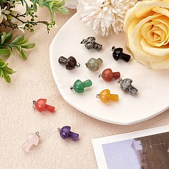 12 Pieces Gemstone Mushroom Charm Pendant Crystal Mushroom Natural Stone Pendants Mixed Color for Jewelry Necklace Earring Making Crafts&nbsp;JX550A