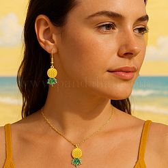 Alloy Pineapple 2Pcs Pendant Necklace & 2 Pairs Dangle Earrings&nbsp;SJEW-HY0001-10