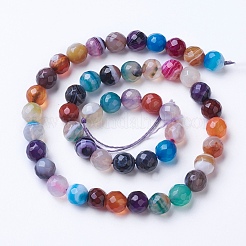 Natural Striped Agate/Banded Agate Beads Strands&nbsp;G-G753-09-8mm