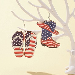 16Pcs 8 Styles Independence Day Theme Single Face Printed Aspen Wood Big Pendants&nbsp;WOOD-FS0001-05