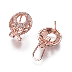 Brass Micro Pave Cubic Zirconia Stud Earring Findings&nbsp;KK-O121-21RG