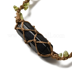 Natural Obsidian Bullet Bullet Braided Bead Bracelets&nbsp;BJEW-K225-01D