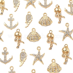 25Pcs 5 Style Alloy Crystal Rhinestone Pendants&nbsp;FIND-FS0004-14
