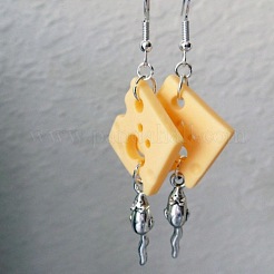 Cheese Alloy & Resin Dangle Earrings&nbsp;FS-WG078A6-01