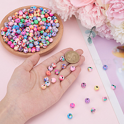 250Pcs Flower Printed Handmade Polymer Clay Beads&nbsp;CLAY-SP0001-18