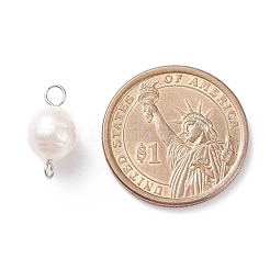 Grade B Natural Cultured Freshwater Pearl Connector Charms&nbsp;PALLOY-JF01496-01
