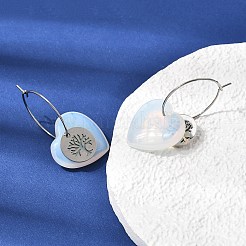 Natural & Synthetic Gemstone & 304 Stainless Steel Hoop Earrings for Women&nbsp;EJEW-G475-05P