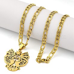 201 Stainless Steel Gothic Double Dragon with Star Pendant Necklaces&nbsp;NJEW-S007-18G