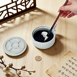 Column with Bamboo Pattern Porcelain Inkslab with Brush Holder&nbsp;AJEW-WH0709-414