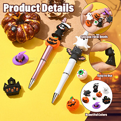 8Pcs 8 Styles Halloween Silicone Focal Beads&nbsp;SIL-CJ0003-21