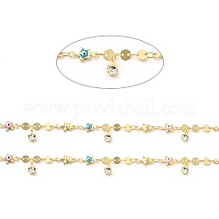 Enamel Star with Evil Eye & Brass Flat Round Link Chains&nbsp;CHC-C003-01G-02