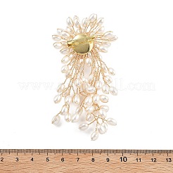 Tassels Alloy Plastic Imitation Pearl Brooches for Backpack Clothes&nbsp;JEWB-A030-02G