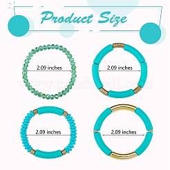 4Pcs 4 Style Acrylic Chunky Curved Tube Stretch Bracelet Sets&nbsp;BJEW-SW00074-07