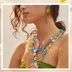 5Pcs 5 Colors Summer Natural Cowrie Shell Pendant Necklaces&nbsp;NJEW-CY0001-04