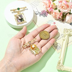 2Pcs 2 Styles Square & Rectangle with Flower Alloy ABS Imitation Pearl Brooch&nbsp;JEWB-CJ0001-92